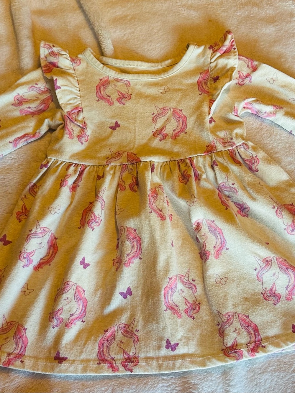 Garanimals Cream Dress with Pink Unicorns and Purple Butterflies